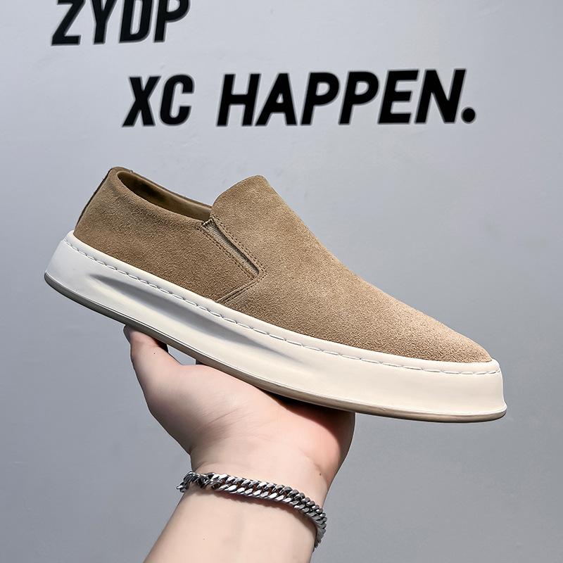 

Spring and Autumn casual men s shoes breathable small leather shoes Korean version versatile soft-soled retro board shoes matte trendy shoes 90084-A 46 абрикосовий