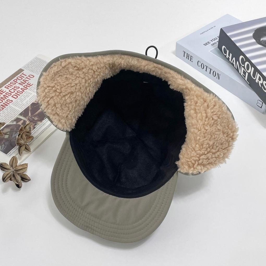 Damen- und Herren-String-Fleece-Ballkappe mit Ohrenklappen-Baseballkappe