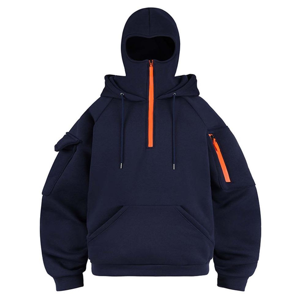 Masked Hooded Concert Merchandise with Harajuku Print Double Hood Zipper Sweater, Unisex Jacket