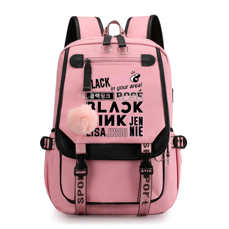 Blackpink S potiskem Batoh Pro základní a střední školy Ležérní Školní taška Pro studentky
