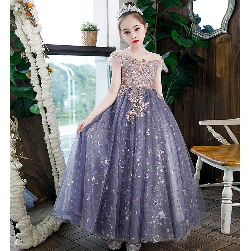 2025 Summer New Style Girls' Puffy Yarn Fashionable Wedding Runway Host Formal Dress