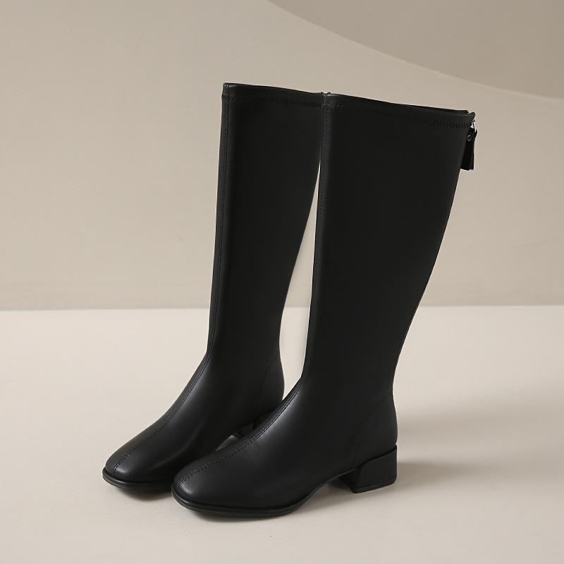 Boots for Women But Over the Knee 2024 New Soft Leather Thick Heel Thin High Boots Autumn and Winter British Style High Heel Knight Boots for Women
