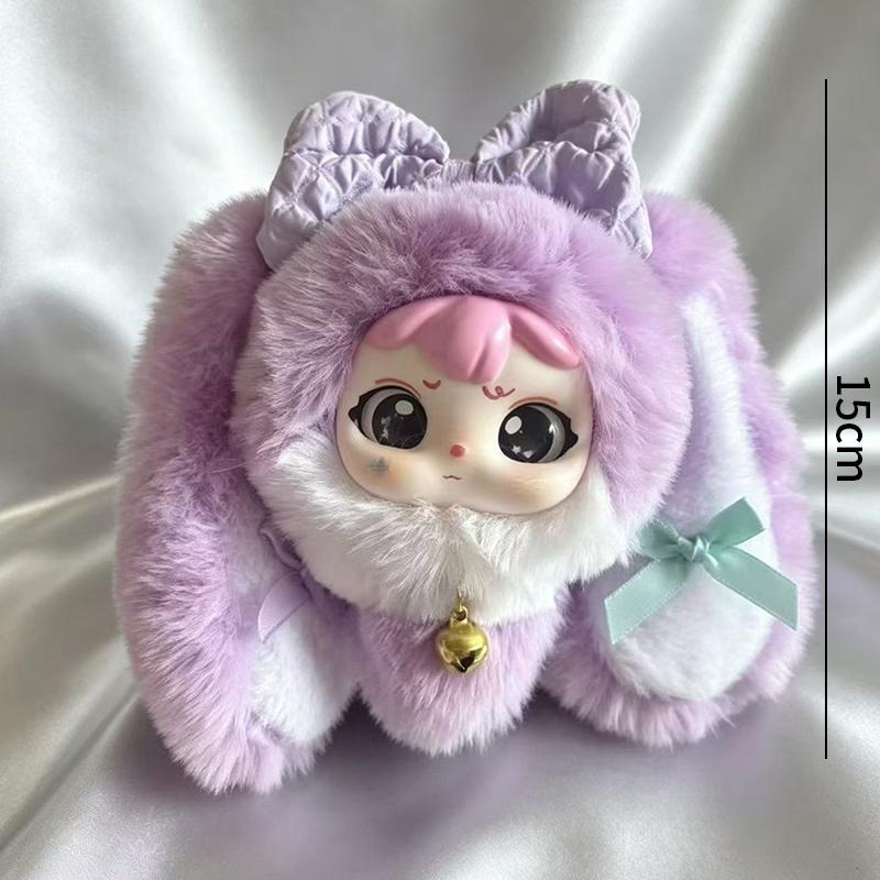Cartoon Fur Rabbit Doll Figure Keychain Plush Cute Vinyl Doll Figurine Trendy Blind Box Toy Schoolbag Hanger Pendant Decoration