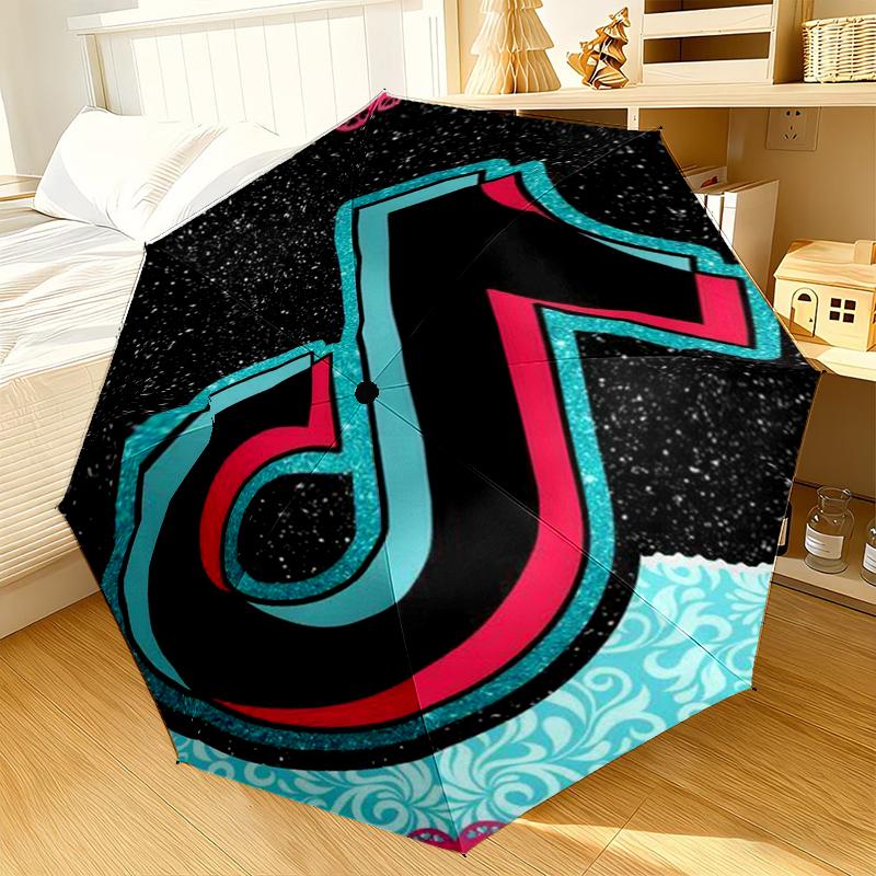 Neon Tik-tok Logo Art Umbrella 8-Frame for Travel, camping, Casual Lightweight Portable Umbrella, Essential for every family Holidays Gift