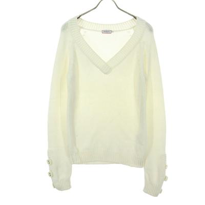 MAX&CO Long Sleeve V Neck Knit L White Women Used