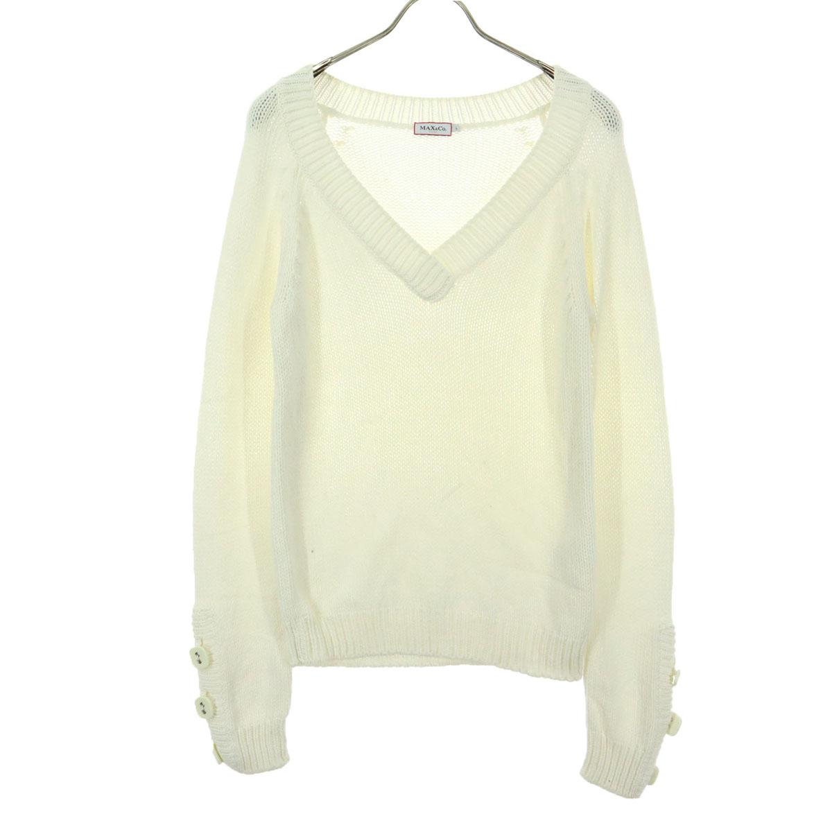 

MAX&CO Long sleeve V neck knit L white Women Used