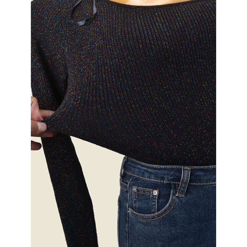Foreign Trade Original Order Color Gold Stylish Positioning Clothes Fashion Fashion Wind Thread High Elastic Long Sleeves Silm Knitting Jumpsuit