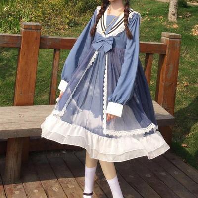 Japanese Lolita Dress Women Elegant Sweet Kawaii Party Dress Female Casual Patchwork Korean Dress Autumn Women's Clothing