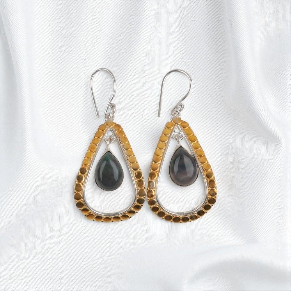 

Rare Moss Agate Gemstone 925 Sterling Silver Jewelry Handmade Drop Earrings2.27 EE-82-27