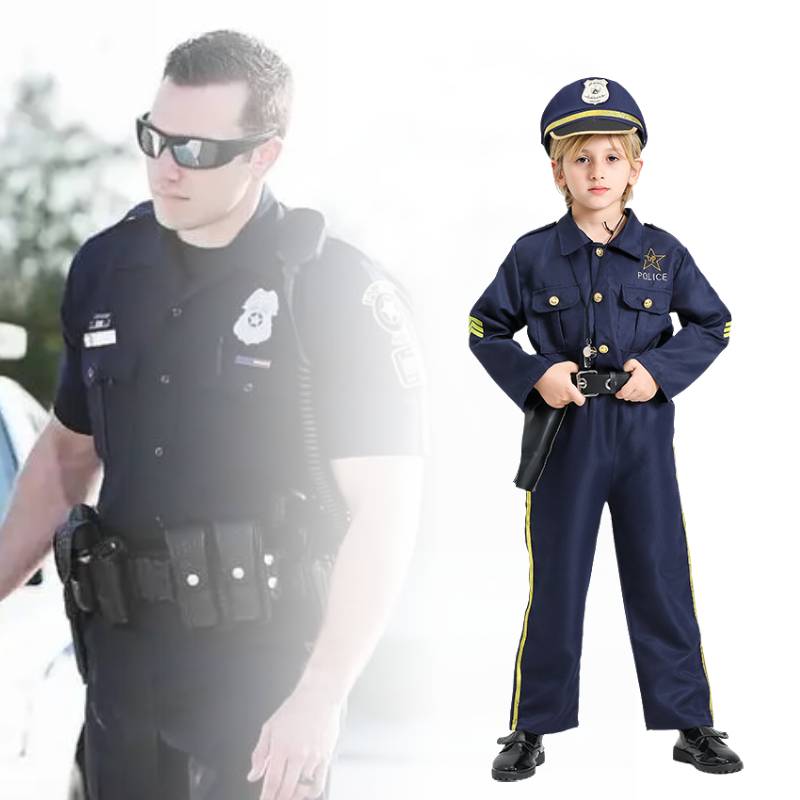 Police Halloween Children Costumes Set Party Show Cosplay Decorations Festival