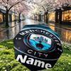 Custom Name Personalized Manchester City FC Print Umbrella, Auto Open Close, 8‑Rib Sturdy Frame, Commute Camping Hiking Use, Birthday Gift