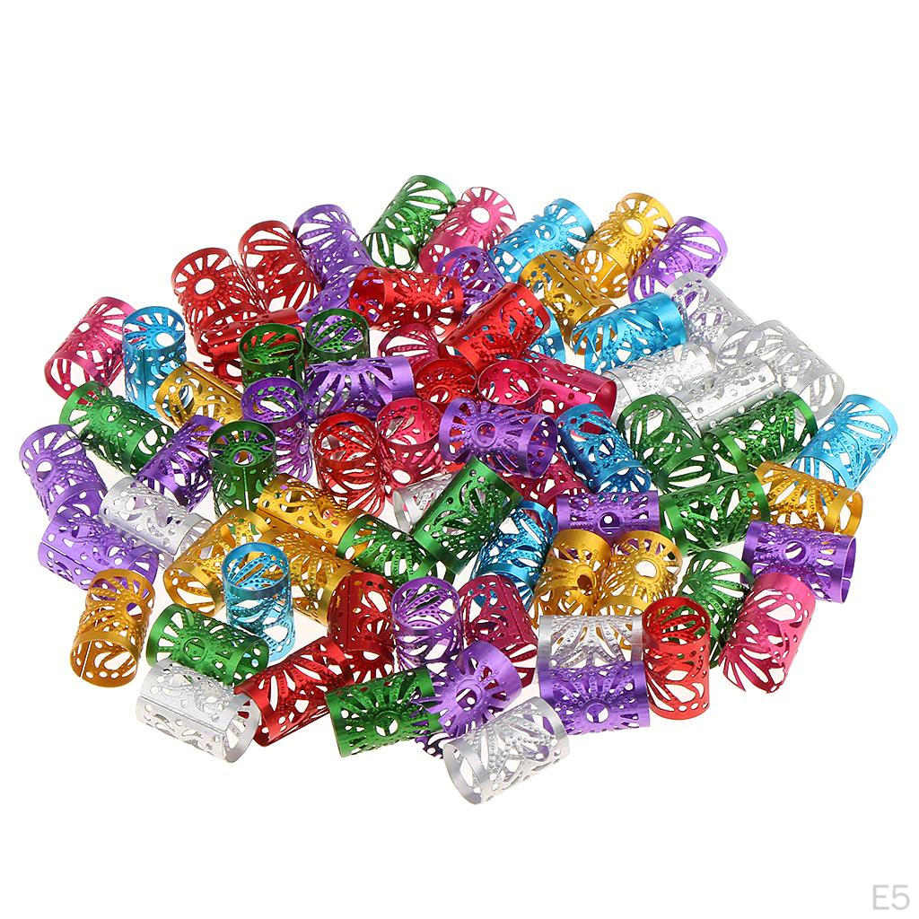 100 Pieces Hair Beads Dreadlocks Tube Decoration Braiding
