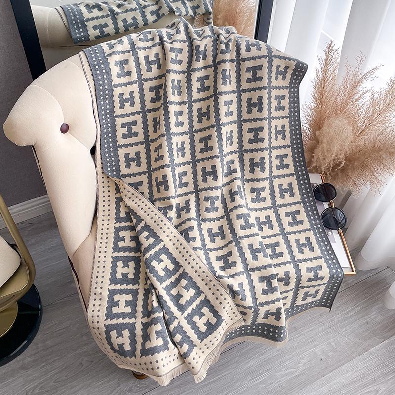 Новый женский модный шарф с буквами, роскошный осенне-зимний теплый шарф, шарф с принтом, пашмина, женский шарф