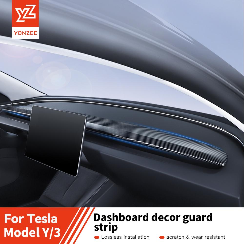 YZ For Tesla Model 3 Y Juniper Highland 2025 ABS Dashboard Panel Trim Strips Instrument Stickers Car Protector Pad Accessories