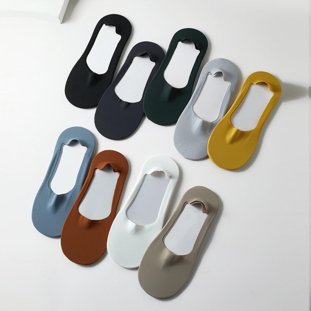 Thin Ice Silk Men Invisible Socks Slippers Breathable Seamless Silicone Anti-slip Socks Male Cotton Bottom Sox Summer