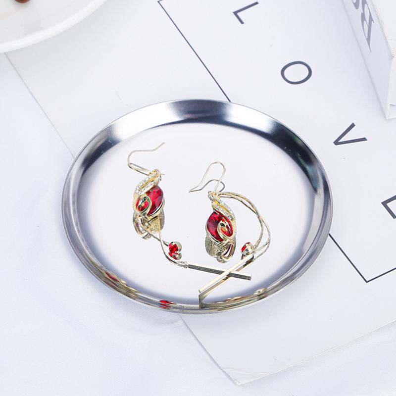 

10 см нержавеющая сталь скандинавский круглый кухонный поднос для хранения ювелирных изделий кольцо витрина тарелка для торта фрукты закуски тарелка держатель для столовых приборов серебряный