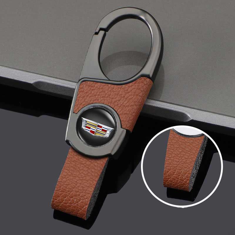 For Cadillac ATS BLS CT4 CT6 CTS ESCALADE EXT SLR SLS SRX STS XLR XT4 XT5 XTS Leather Car Logo Keyrings Holder Key Chain Pendant Ybsdr66