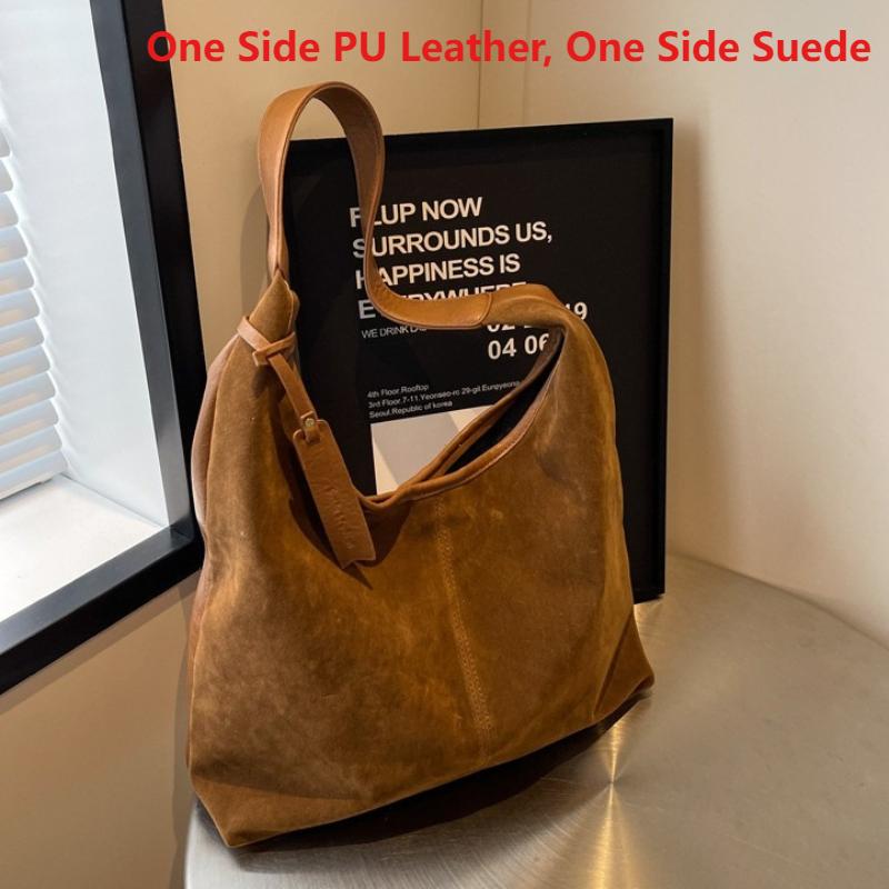 Women Suede Shoulder Bag with Zipper Hobo Bags Large Capacity Handbag Slouchy Bag Commuter Travel Bag Purses and Handbags