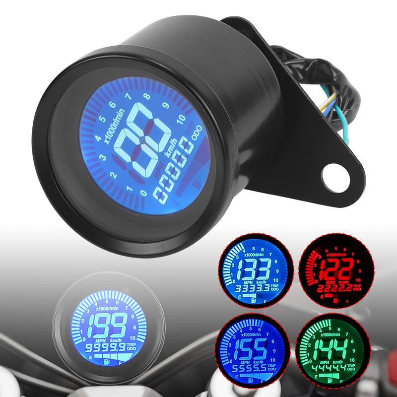 Digital 12V Universal Digital Motorcycle Speedometer Odometer Tachometer Gauge fuel meter LED Indicator for Honda Cafe Racer 1PC