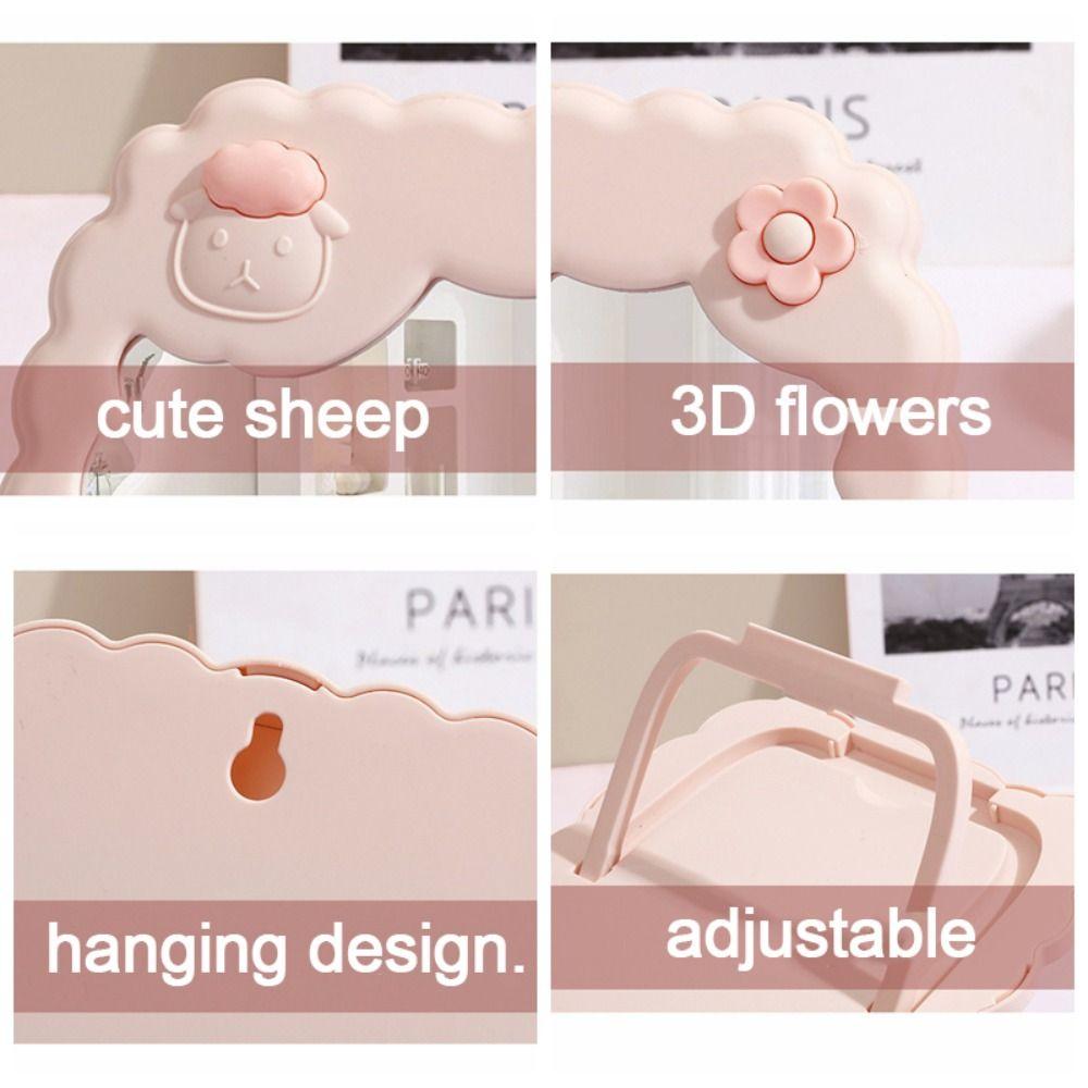 Personalized Cartoon Desktop Stand Mirror Folding Kawaii Makeup Mirror Cute Sheep Beauty Vanity Mirror Bedroom