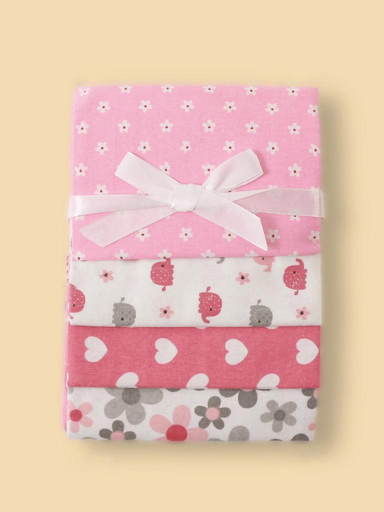 4 szt./opak. 100% Bawełna Kocyk Niemowlęcy Odbiorowy Noworodek 76x76cm Prześcieradło do Łóżeczka Supermiękki Flanelowy Pieluszki Kocyk Noworodkowy Otulaczek