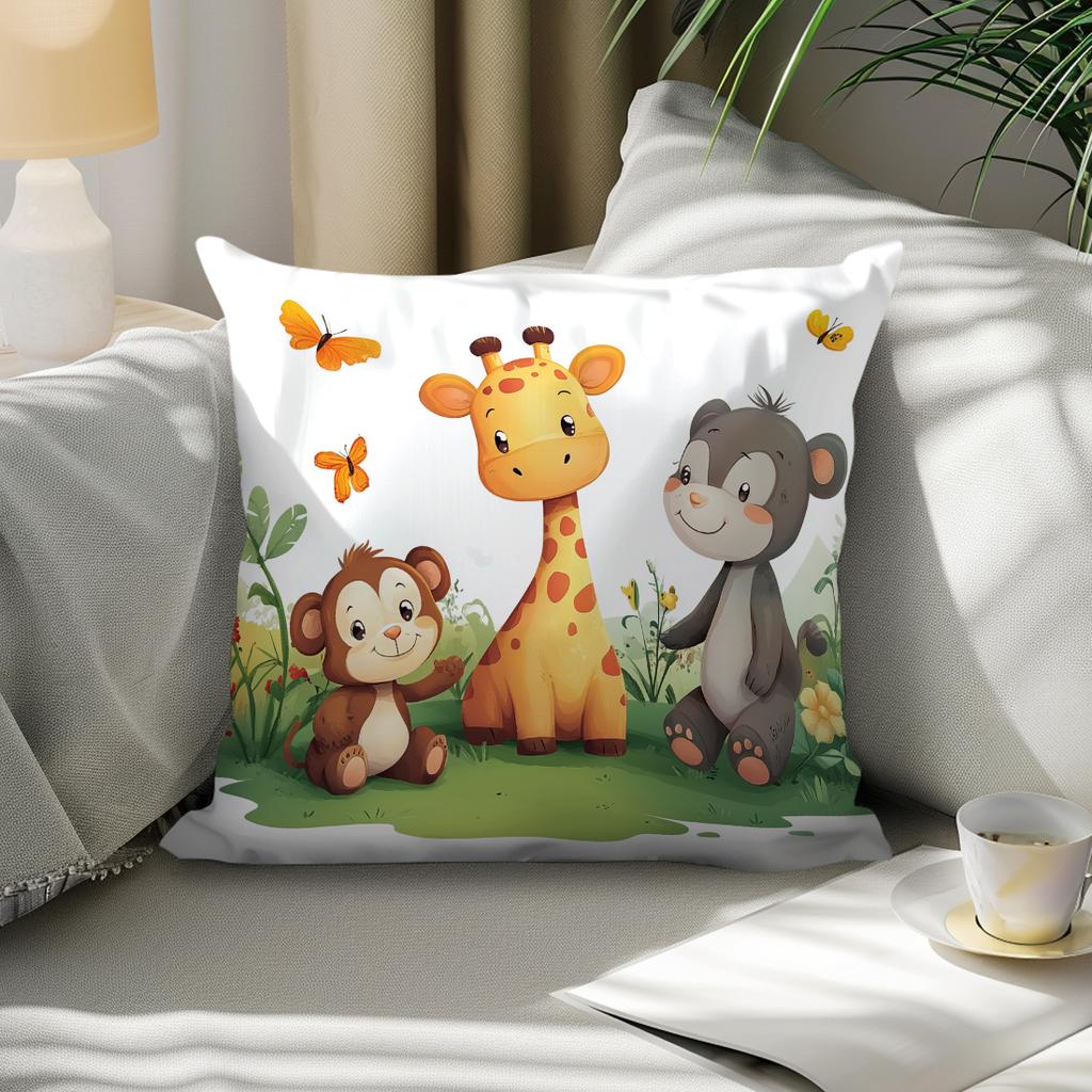 45x45cm Niedliche Dschungeltiere Kissenbezug 100% Polyester Wohnzimmer Schlafzimmer Sofa Büro Kissenhülle Kissenbezug Heimdekoration