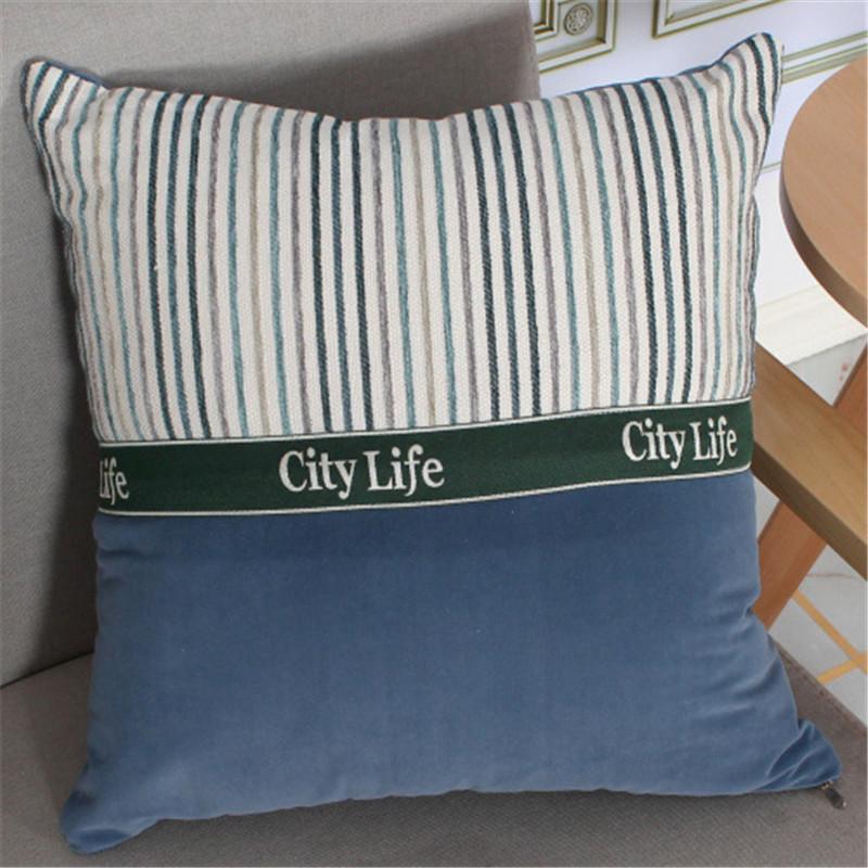 

45x45cm Dutch Velvet Gold Striped Throw Pillowcase Living Room Sofa Cushion Cover Home Decor синій