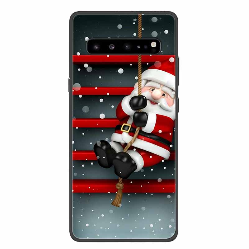 Christmas Phone Cases For Samsung Galaxy S10 /Galaxy S10e /Galaxy S10 Plus Case Black Silicone Soft Santa Claus TPU Bumper Funda