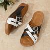 Fashion Flat Sandals Summer New Round Head Open Toe Metal Buckle Collocation Color Soft Sole Anti-slip Wear-resistant Slippers
