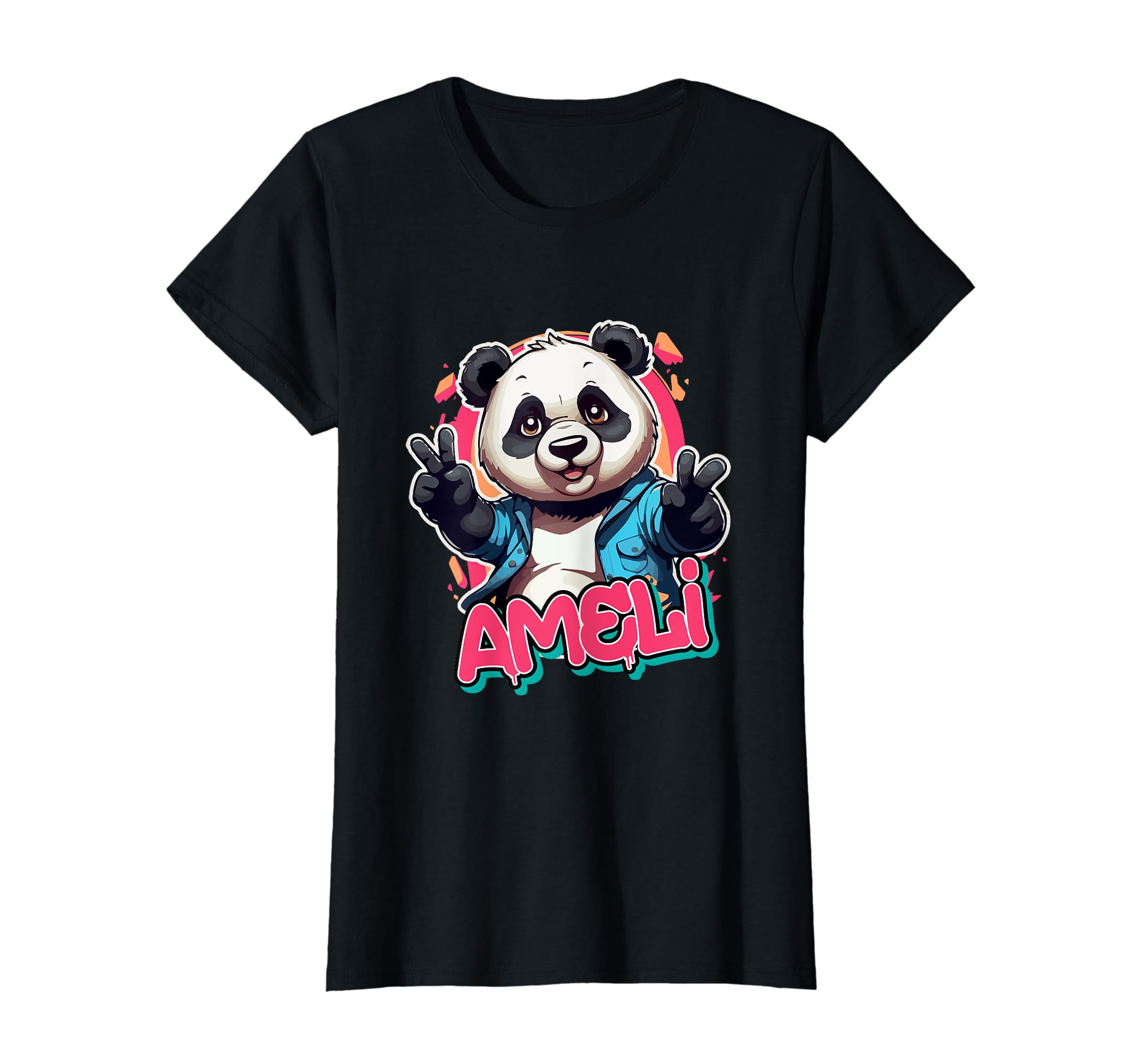 AMELI - Beautiful girl name with adorable Panda T-shirt