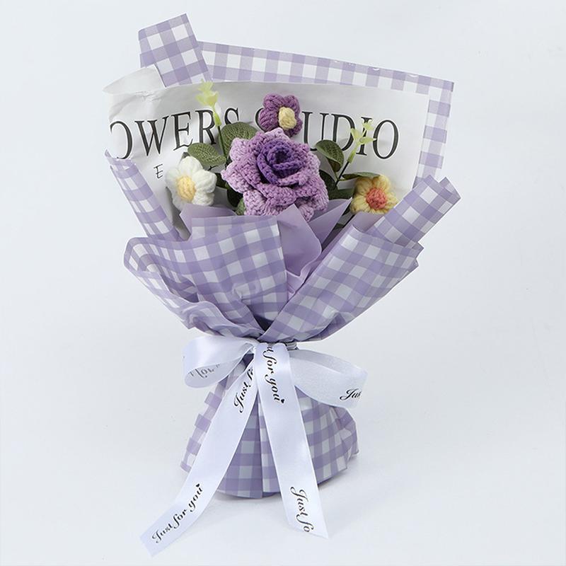 

Романтический букет цветов ручной работы, вязаный цветок, роза ручной работы, свадебный декор