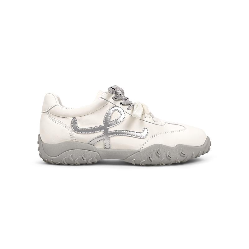 

Leather platform shoes women s new autumn soft-soled sports and leisure shoes 40 срібні білого кольору