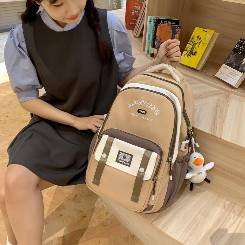 Middle School Student Schoolbag Women's Campus Large Capacity Backpack Men Color Block Backpack