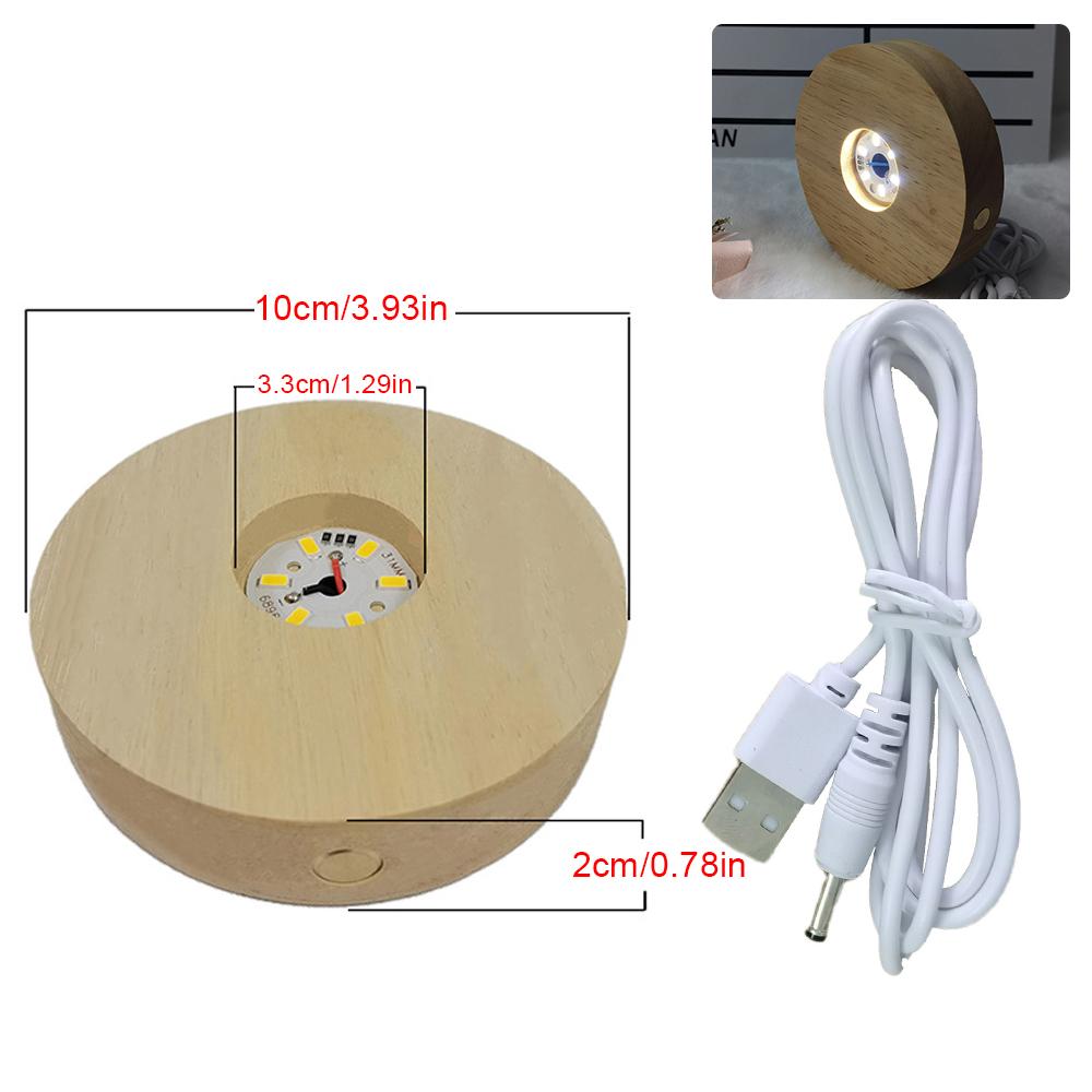 Wooden LED Light Dispaly Base Crystal Glass Resin Art Ornament Wooden Night Lamp Base LED Light Display Base Home Decor