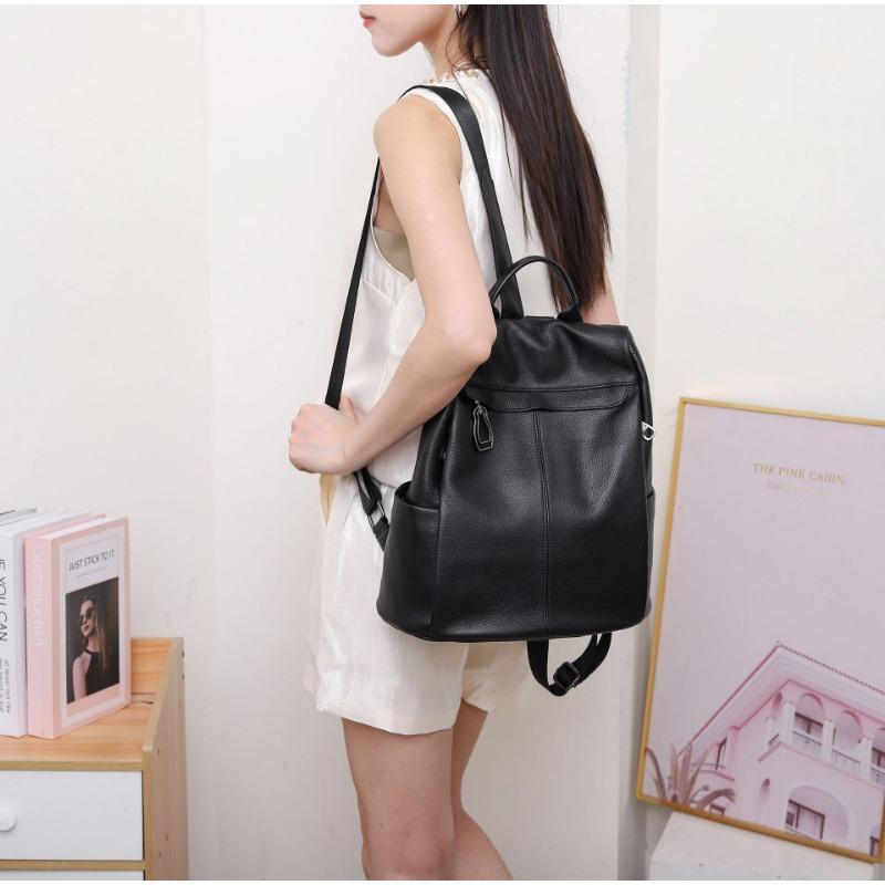 

Натуральная кожа рюкзак для поездок на работу рюкзак большой вместимости дорожная сумка школьный ранец One Size чёрный