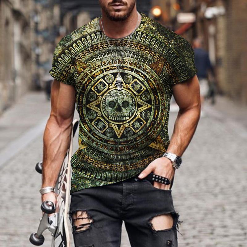 Summer New Men's Fashion T-shirt Harajuku 3D Printing Casual Sports T-shirt Round Neck Retro Short-sleeved Oversize Top Tees