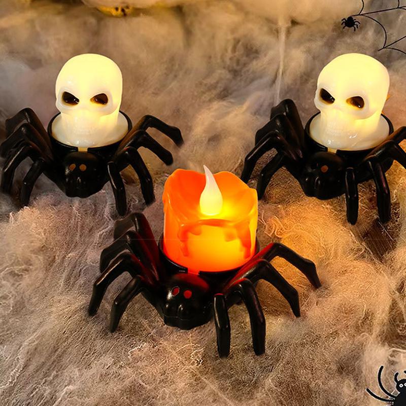 Haunted Led Candle Light Plastic Spider Pumpkin Lamp House Halloween Party Decor Horror Props Halloween Decorations For Home Bar