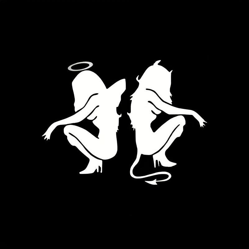 

Car Sticker Angels and Demons Car Stickers Creative Sunscreen Decals Waterproof Scratch Proof Vehicle Car Accessories