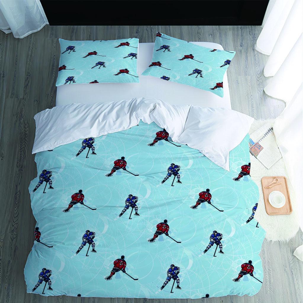 3D Sports Pucks Full Queen Bed Set 3 Pieces Quilt Cover Comforter Duvet Cover Set Bedding For Adult Kids