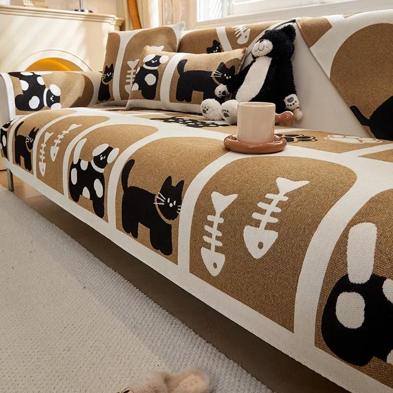 Cartoon Chenille Living Sofa Case Fabric Towel New Design Four Seasons Universal Sofa Case Case a Whole Full Case Cushion