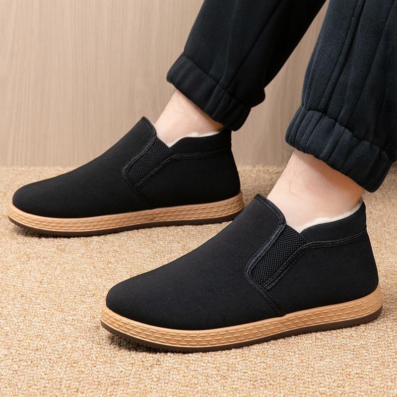 Winter New Old Beijing Cloth Shoes Men's Velvet Thickened Cold-resistant Warm Cotton Shoes Non-slip Comfortable Casual Dad Cotton Boots