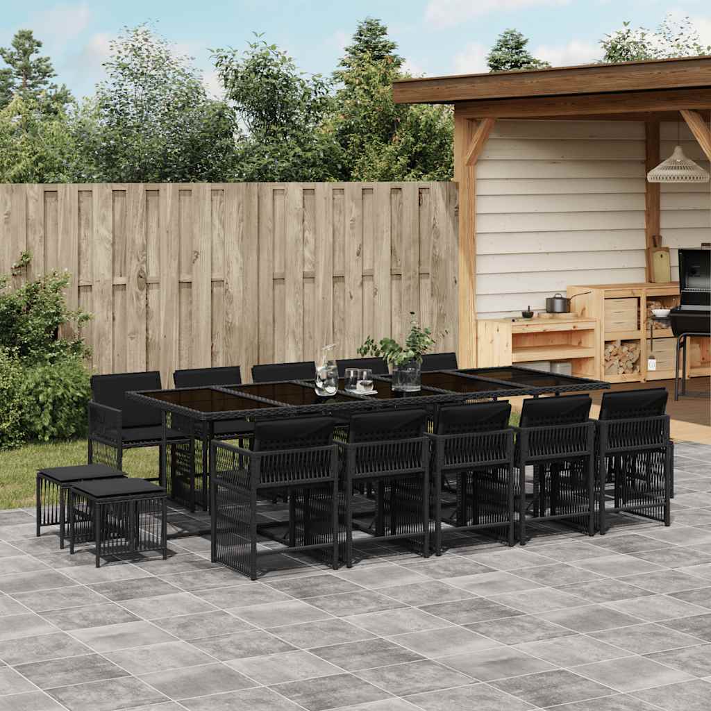 Vidaxl 15-Cz. Zestaw Mebli Ogrodowych Z Poduszkami, Czarny, Rattan Pe