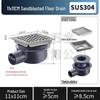 304 Stainless Steel European-Style Large Capacity Square Floor Drain with Sliding Side Drain.