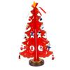 Wooden Xmas Tree Advent Calendar Tabletop Xmas Tree Decoration with Star Topper and 28 Ornaments for Home Red
