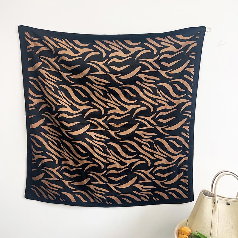 New European and American striped imitation silk scarf twill square scarf women s scarf versatile light luxury sunscreen shawl headscarf women 90*90cm