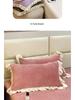 Set of 2 Winter Velvet Pillowcases, 48x74, Solid Color with Lace, for Girls and Dorms