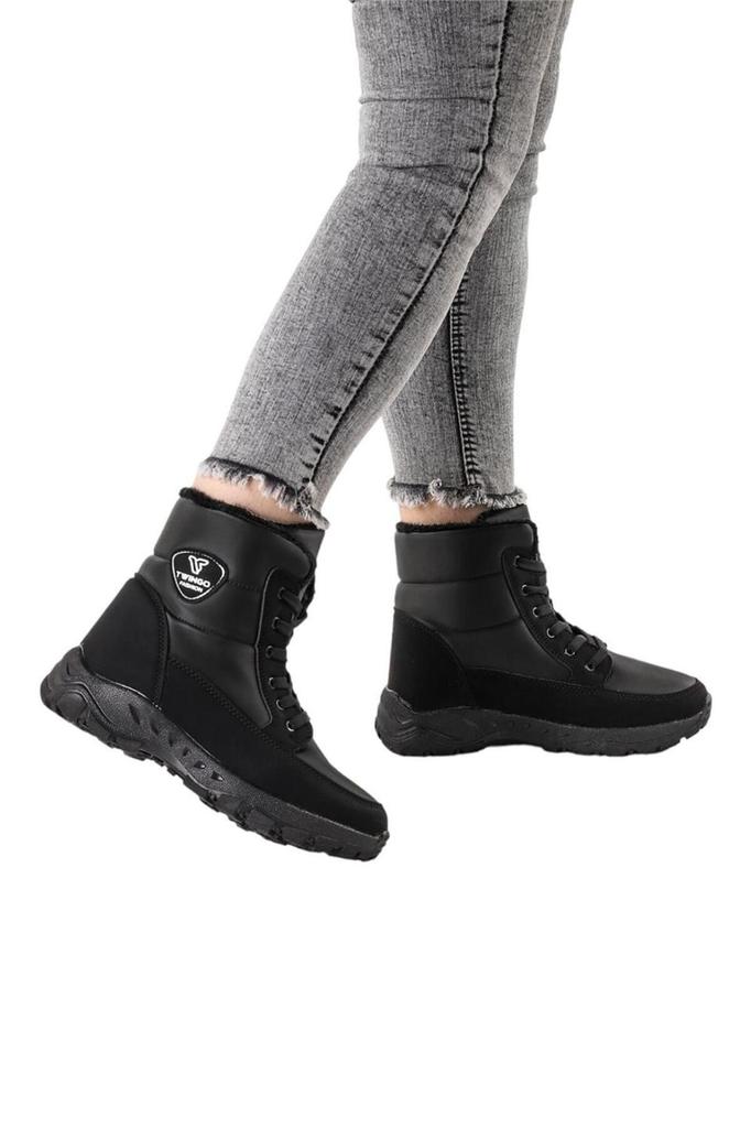 Women Modern Stylish Fashion Boots Boots Cold Proof Fur Inside Sports Snow Boots Black Black