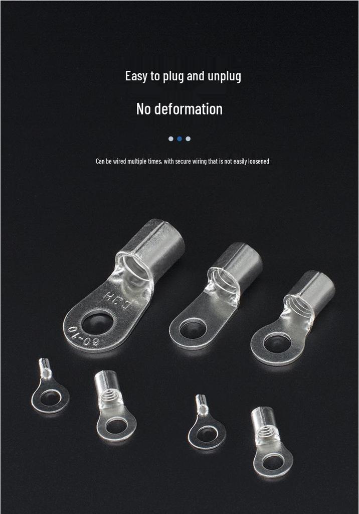 CJH RNB5.5-8/10/12 Red Copper Terminals, 0.9mm Thick, 1000 Pcs, Cold Press Round Bare Copper Lug