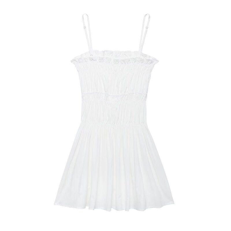 Fashion Style 2024 Summer New Arrival Women's Clothing Temperament Wild Slimming Sense of Design Sling Ruched Dress