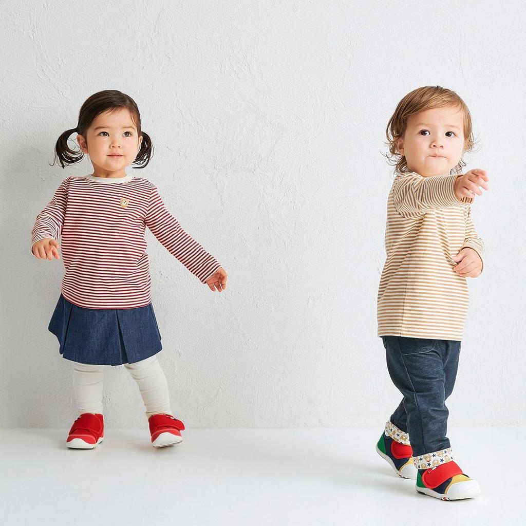 MIKI HOUSE HOT BISCUITS Long Sleeve Boys and Wine T-Shirt, Girls, Baby, Children's Clothing, Red, 110cm, 70-5211-686